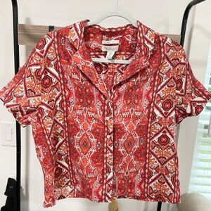 Rachel Zoe 100% Linen Pattern Top Size Medium
